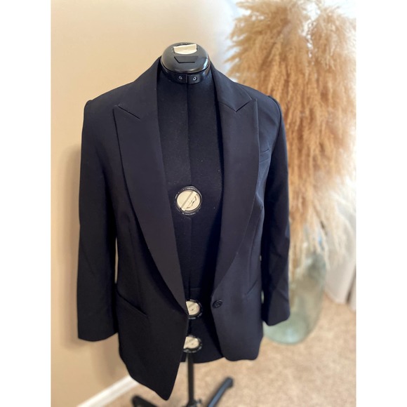 Express Black Super Soft Twill Boyfriend Oversize Peak Lapel Blazer Size M - Picture 6 of 8